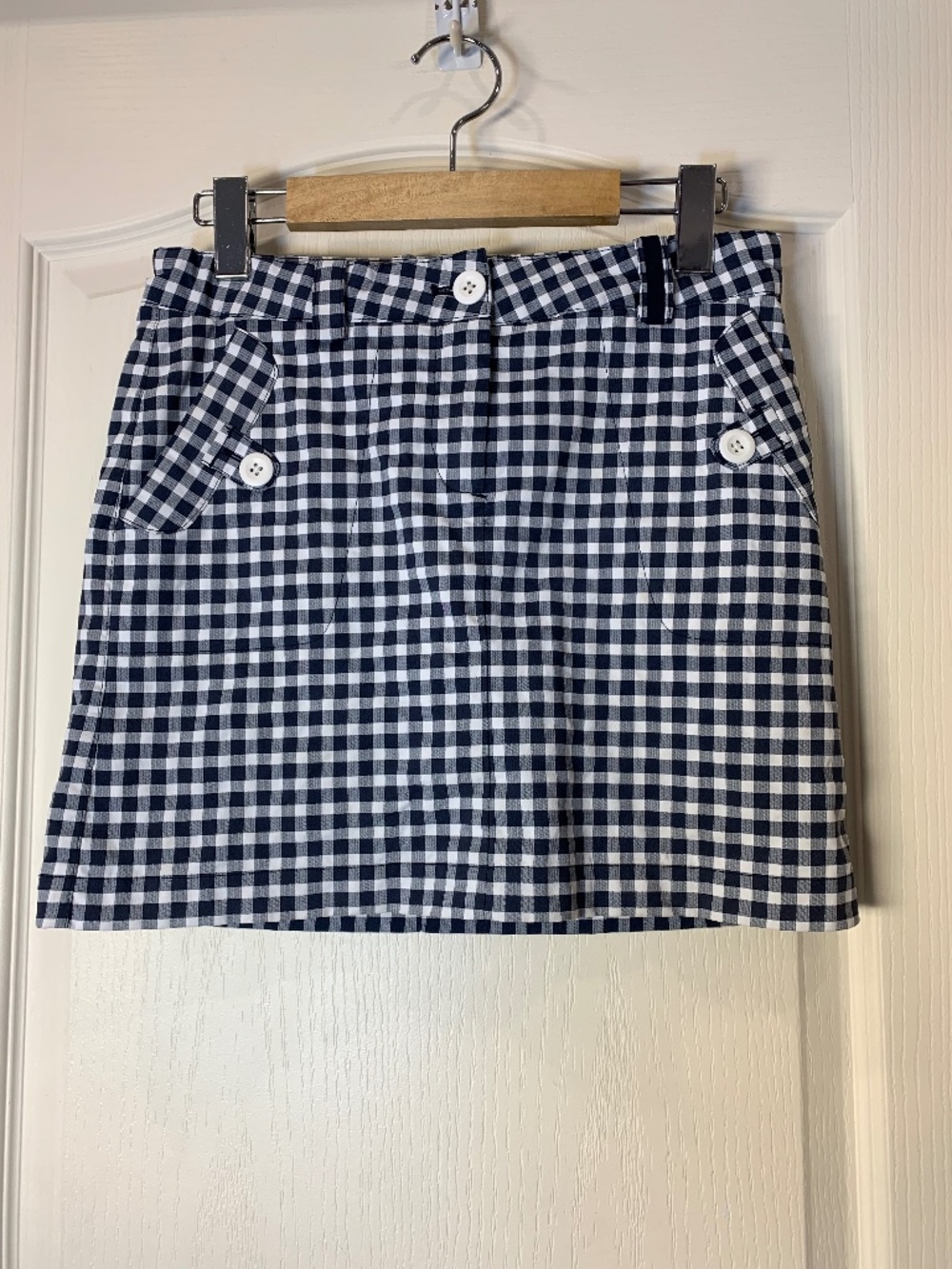 Nike Golf Dri FIT Blue White Plaid Skort Multi Pocket Golfcore Performance L
